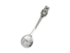 Серебряная чайная ложка с изображением Зайки с сердечком на ручке и круглым черпачком